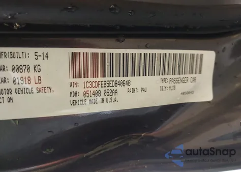 2014 Dodge Dart Gt z USA, uszkodzony, nr VIN 1C3CDFEB5ED840648